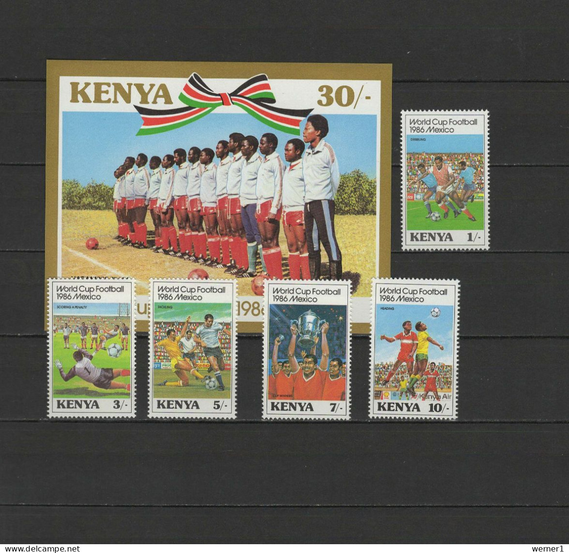 Kenya 1986 Football Soccer World Cup Set Of 5 + S/s MNH - 1986 – Mexico