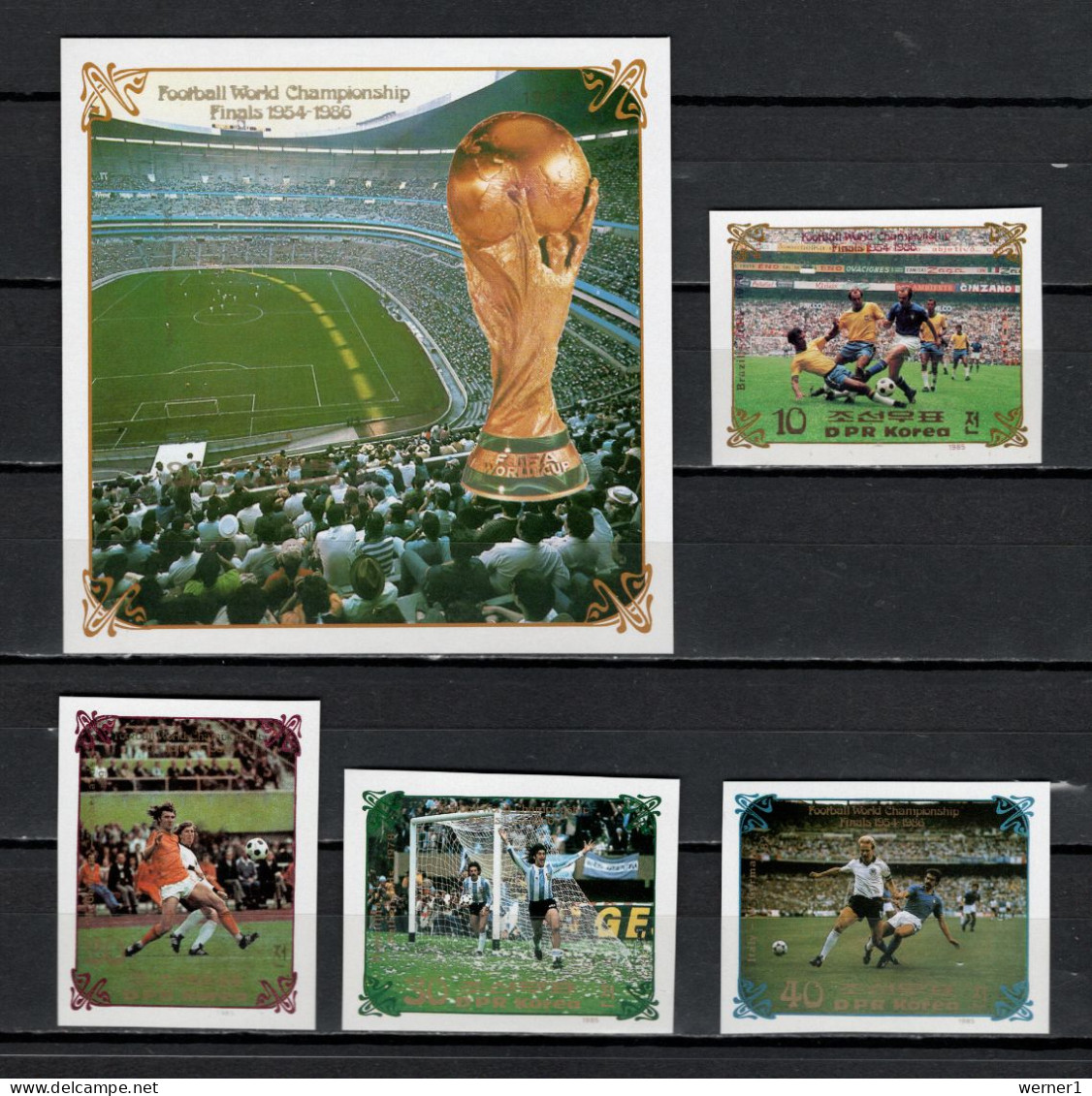 North Korea 1985 Football Soccer World Cup Set Of 4 + S/s Imperf. MNH -scarce- - 1986 – México