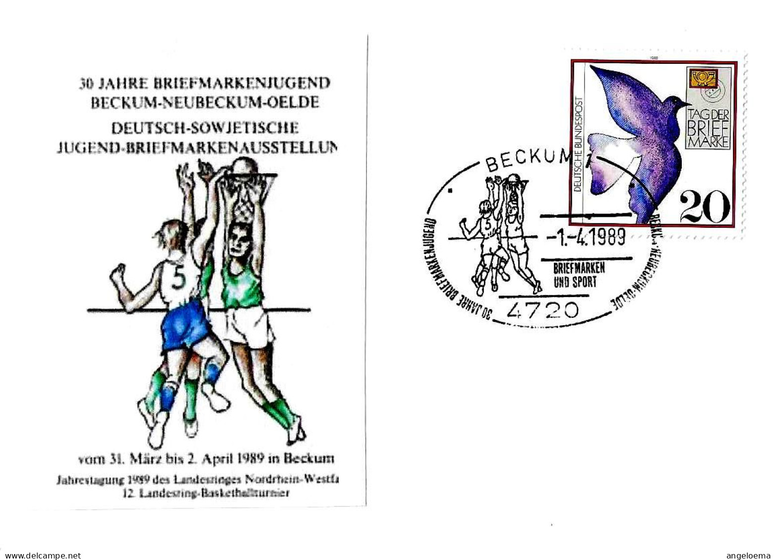 GERMANIA GERMANY - 1989 BECKUM 30 Anni Filatelia E Sport (giocatori Pallacanestro Basket) Mostra Germania-Urss - 5092 - Basketbal