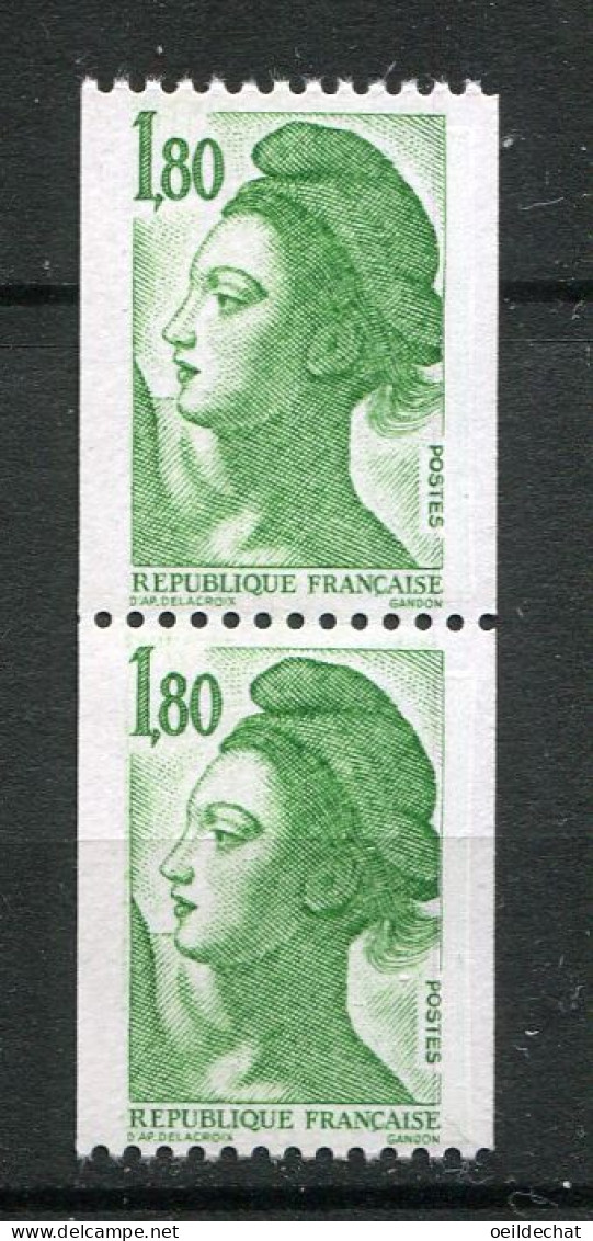 26470 FRANCE N°2378/8a** 1F80 Liberté N° Rouge 290 En Paire  1985  TB - Rollen