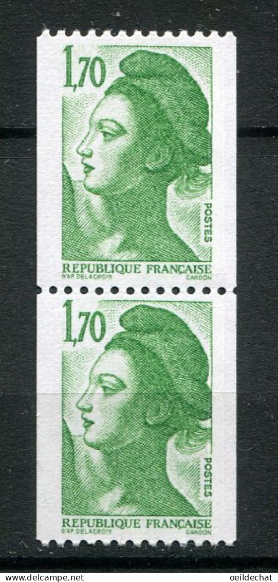 26469 FRANCE N°2321/1a** 1F70 Liberté N° Rouge 740 En Paire  1984  TB - Coil Stamps