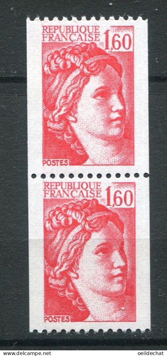 26468 FRANCE N°2158/8a** 1F60 Sabine N° Rouge 450 En Paire  1981  TB - Coil Stamps