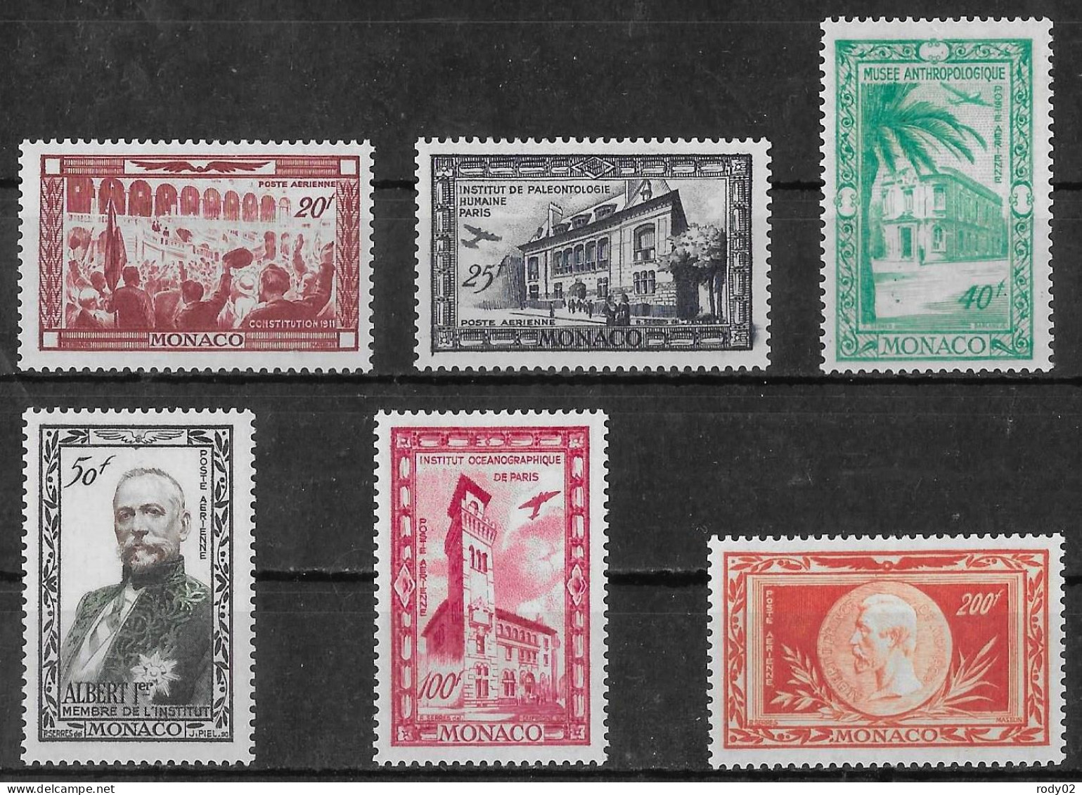 MONACO - CENTENAIRE DE LA NAISSANCE DU PRINCE ALBERT 1ER - PA 36 A 41 - NEUF** MNH - Luchtpost