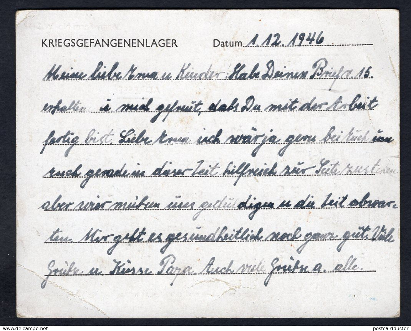 GB 1946 German POW Camp No115 Postcard To Coppenbrügge Kreis Hammeln (p1649) - Brieven En Documenten