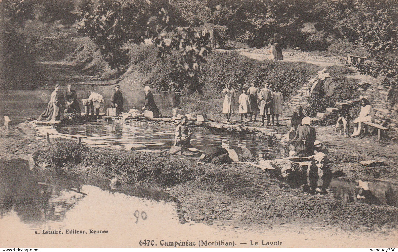 35 CAMPENEAC  PLOERMEL   Le Lavoir    SUP PLAN       Env 1915.           RARE - Paimpont