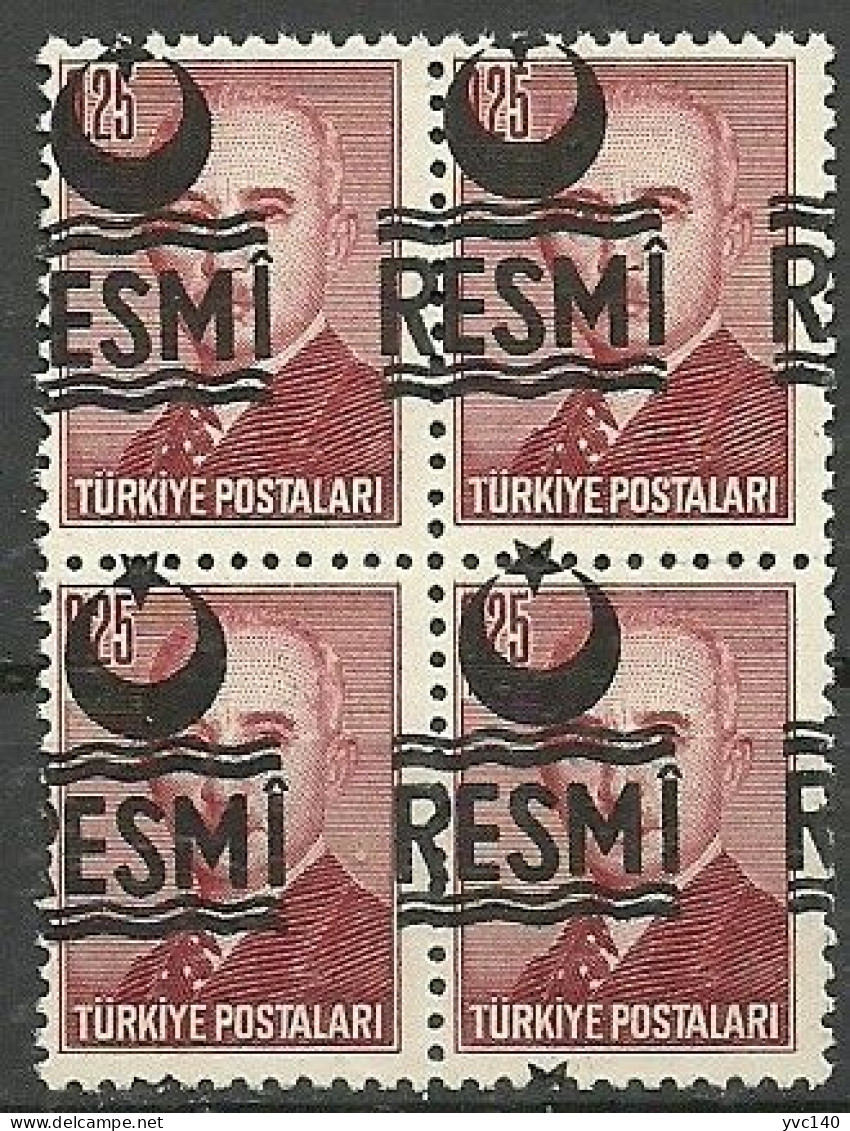 Turkey; 1956 Official Stamp 0.25 K. ERROR "Shifted Overprint" - Sellos De Servicio