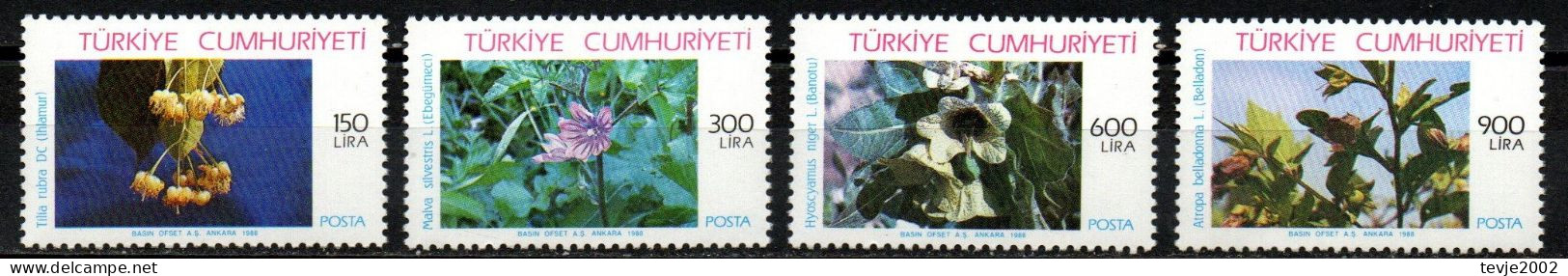 Türkei 1988 - Mi.Nr. 2840 - 2843 - Postfrisch MNH - Pflanzen Plants - Geneeskrachtige Planten