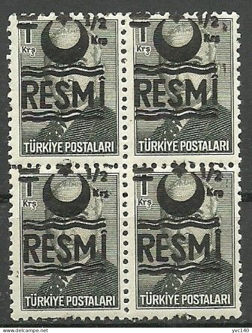 Turkey; 1956 Official Stamp 1/2 K. ERROR "Shifted Overprint" - Dienstzegels