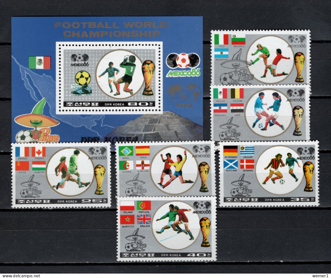 North Korea 1986 Football Soccer World Cup Set Of 6 + S/s MNH - 1986 – Mexique