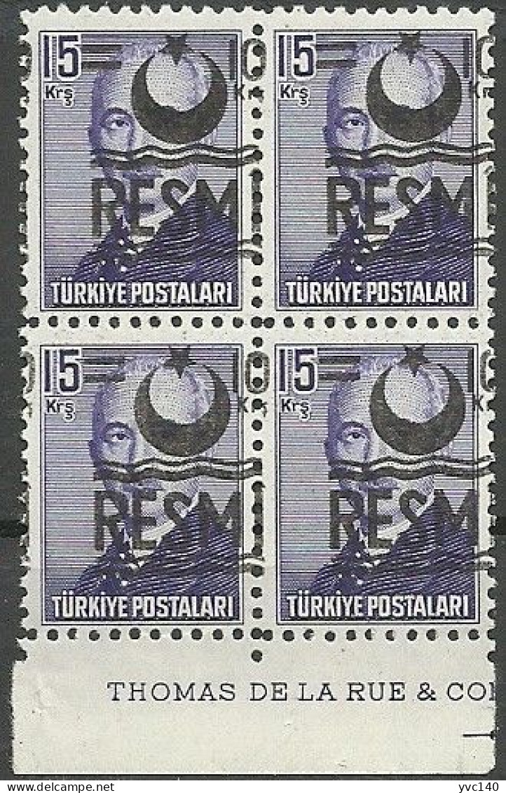 Turkey; 1956 Official Stamp 10 K. ERROR "Shifted Overprint" - Dienstzegels
