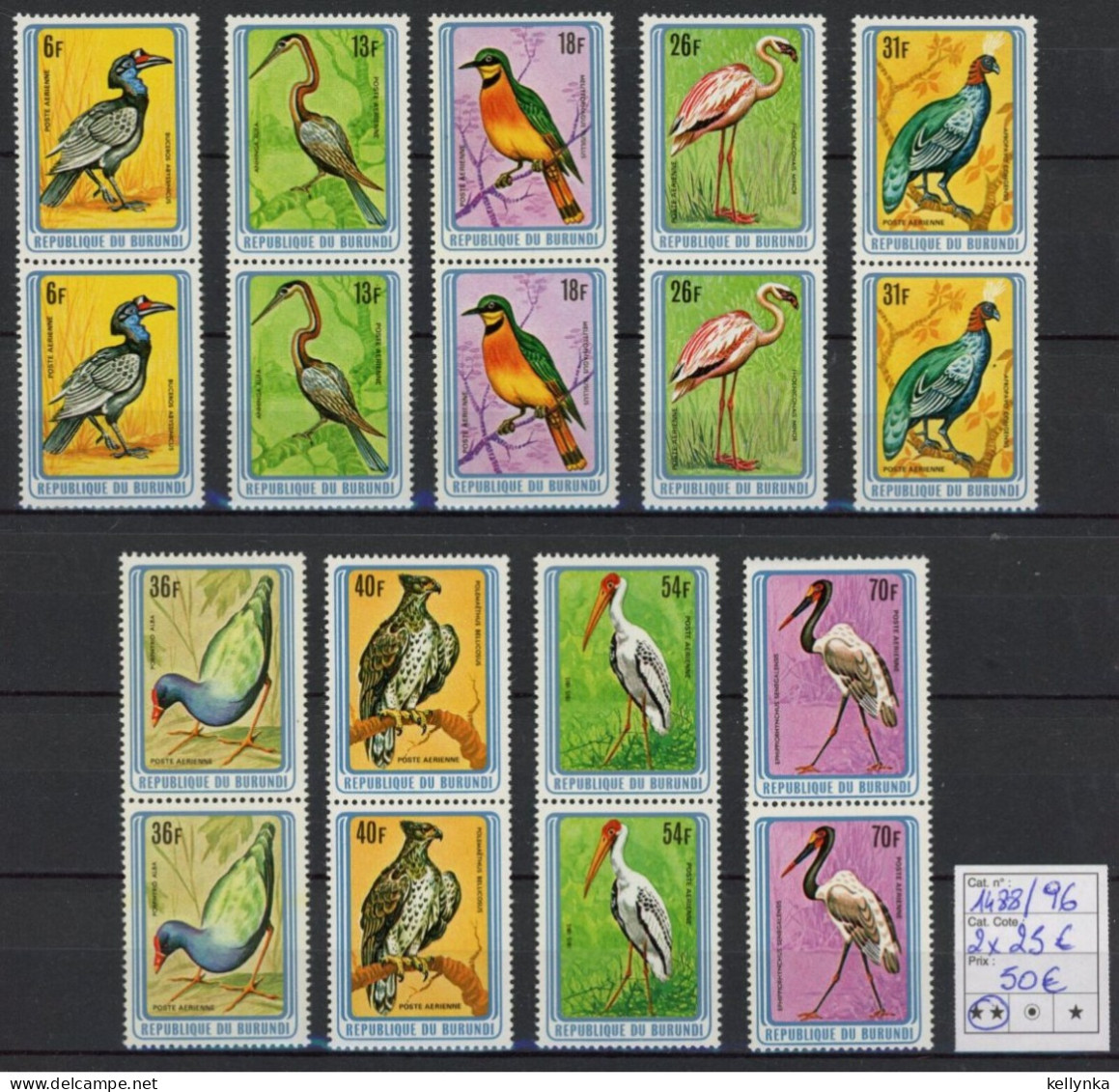 Burundi - PA487/495 - En Paire - Oiseaux - 1979 - MNH - Unused Stamps