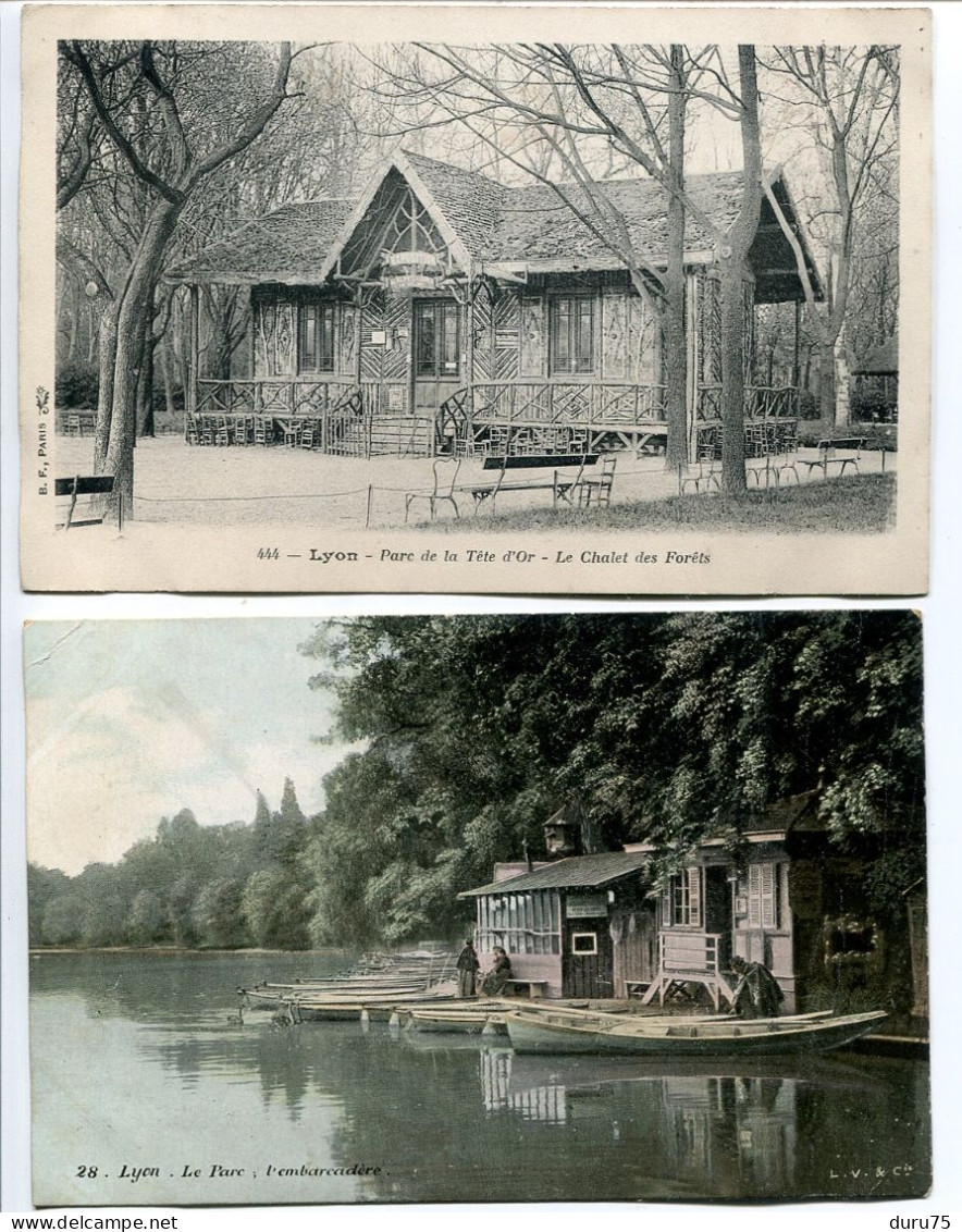 LOT 2 CPA Non écrites * LYON Parc De La Tête D'Or Le Chalet Des Forêts & L'Embarcadère (couleur ) - Lyon 6