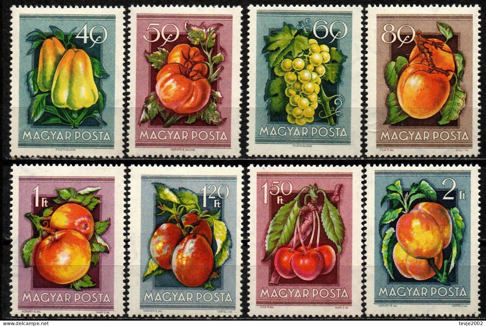 Ungarn 1954 - Mi.Nr. 1387 - 1394 - Postfrisch MNH - Früchte Obst Fruits - Obst & Früchte