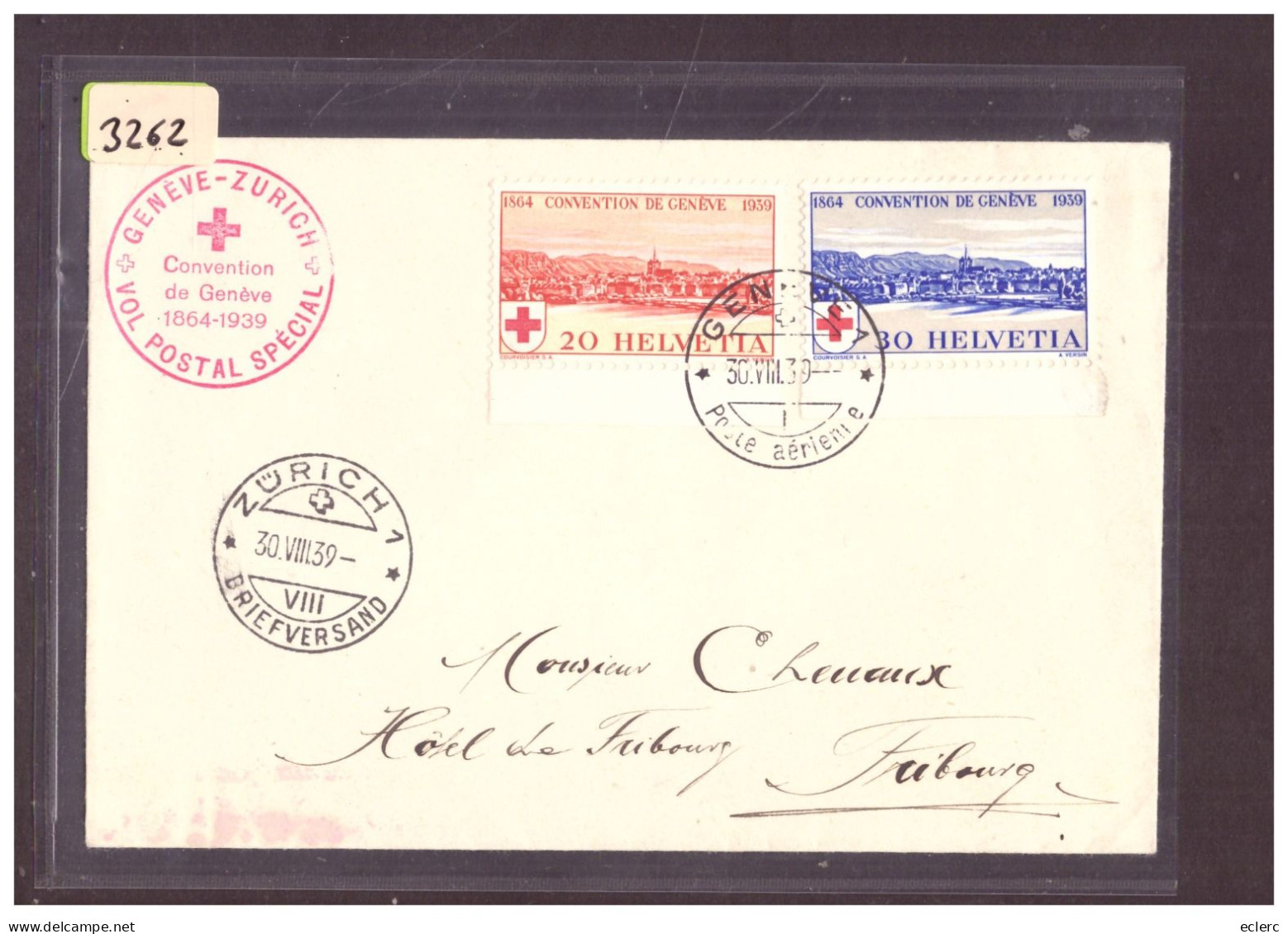 VOL SPECIAL GENEVE ZÜRICH 1939 - First Flight Covers