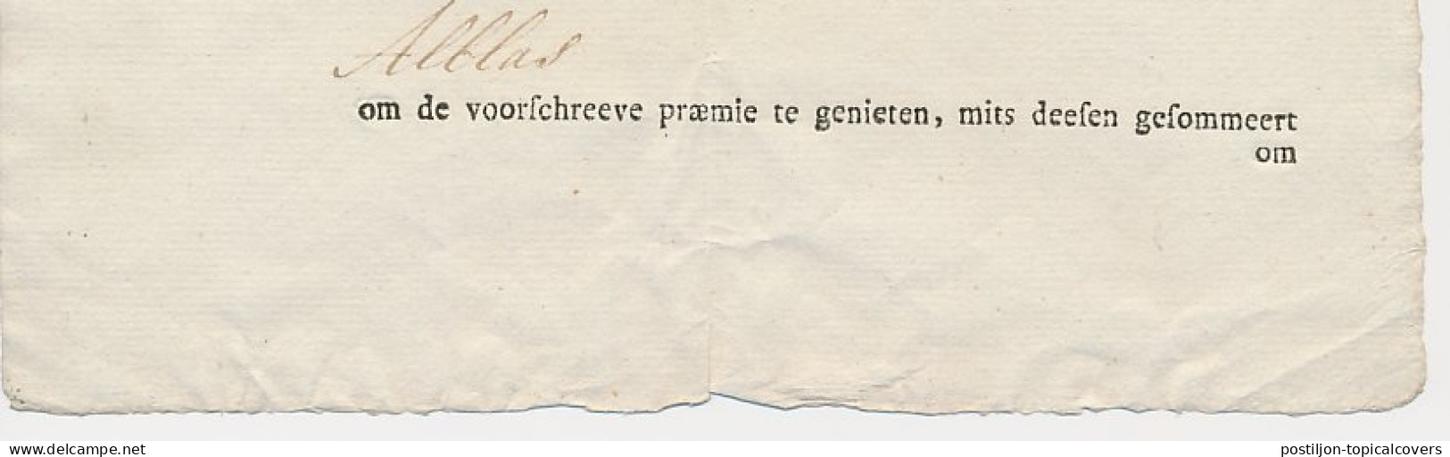 Halve Extraordinaire Verpondinge - Oud Alblas 1777 - Revenue Stamps