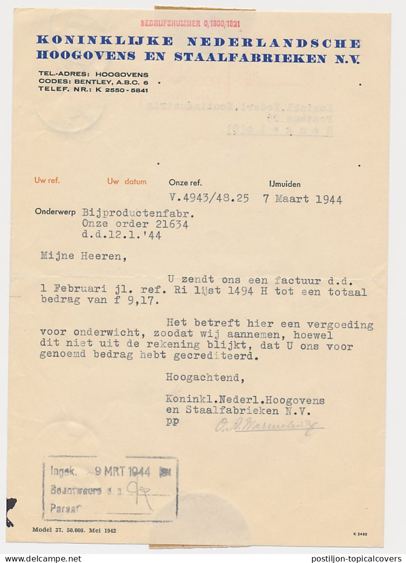 Vouwbrief IJmuiden 1944 - Hoogovens En Staalfabrieken - Netherlands