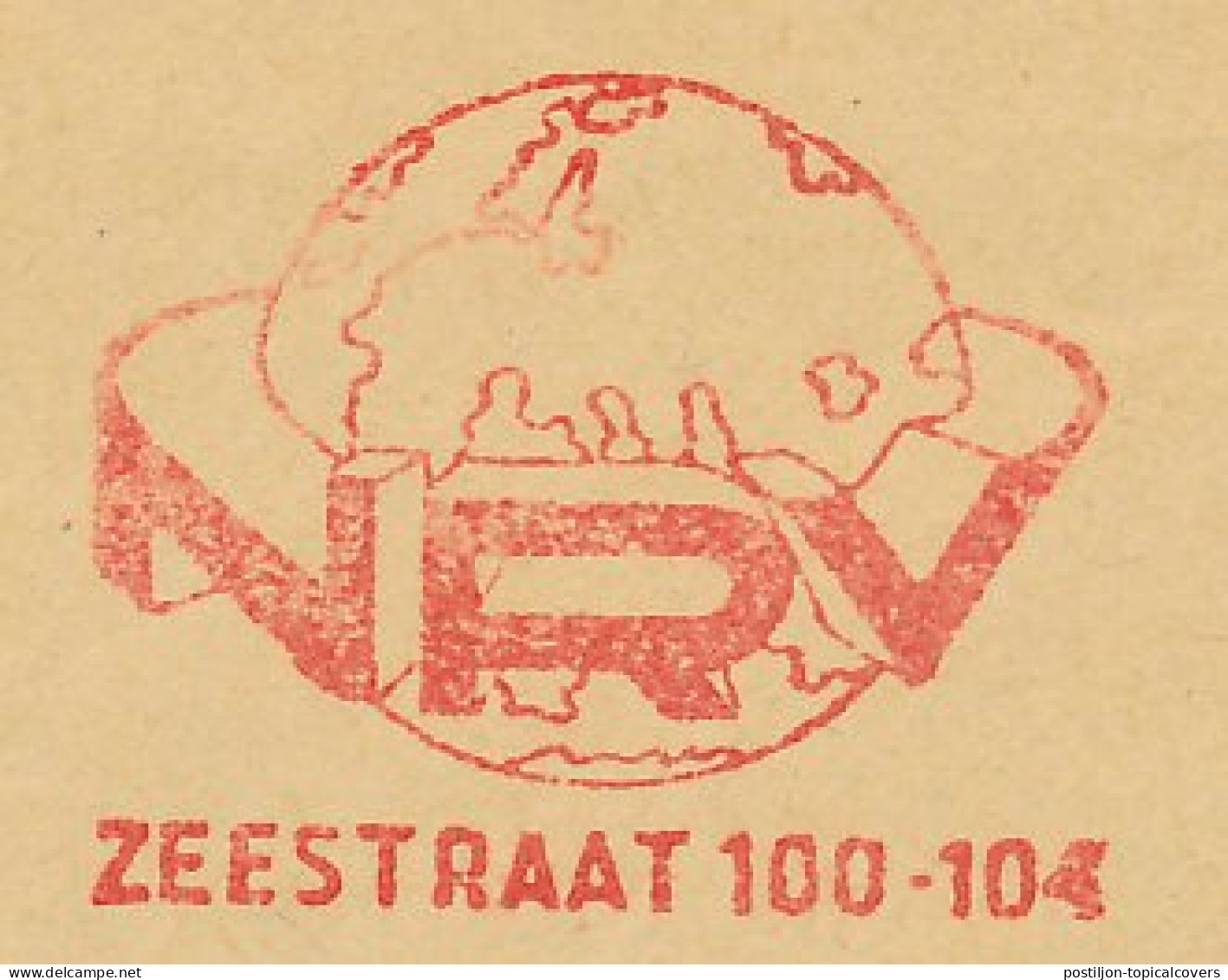 Meter Cover Netherlands 1953 Globe - NRV - Dutch Travel Association - The Hague - Geografía