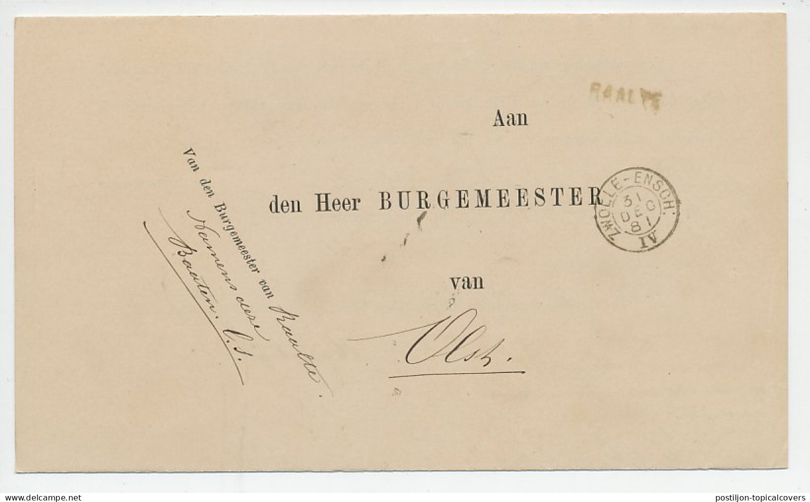 Naamstempel Raalte 1881 - Storia Postale