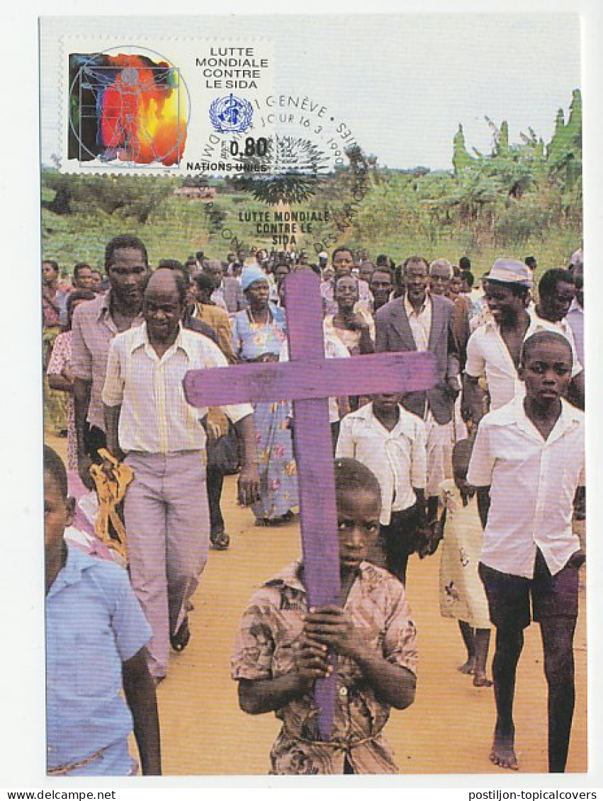 Maximum Card United Nations 1990 Global Fight Against AIDS  - Andere & Zonder Classificatie