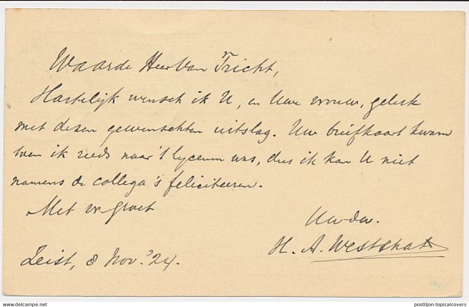 Bestellen Op Zondag - Zeist - Bilthoven 1924 - Cartas & Documentos