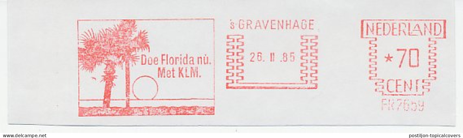 Meter Cut Netherlands 1985 Palm Tree - Sun - Florida - KLM - Royal Dutch Airlines - Bomen