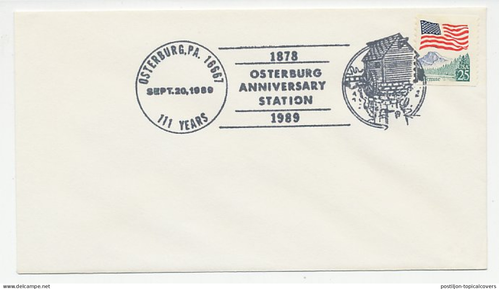 Cover / Postmark USA 1989 Watermill - Moulins