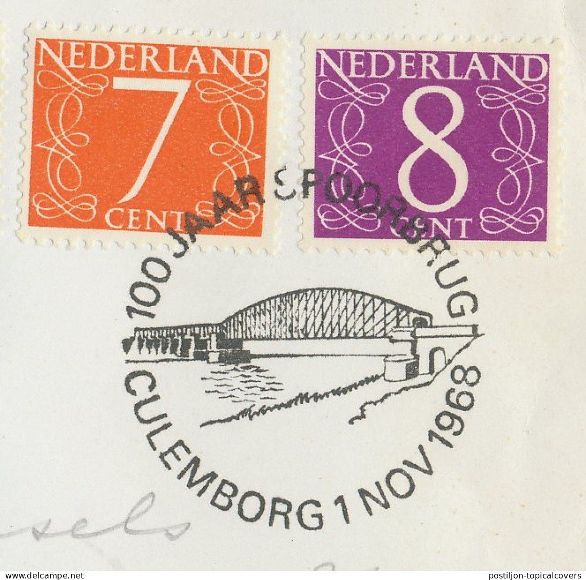 Cover / Postmark Netherlands 1968 Railway Bridge - Bruggen