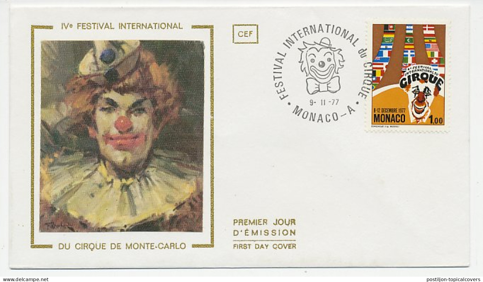 Cover / Postmark Monaco 1977 Clown - Zirkus