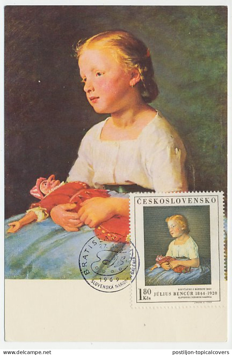 Maximum Card Czechoslovakia 1969 Girl With Puppet - Julius Bencur - Autres & Non Classés
