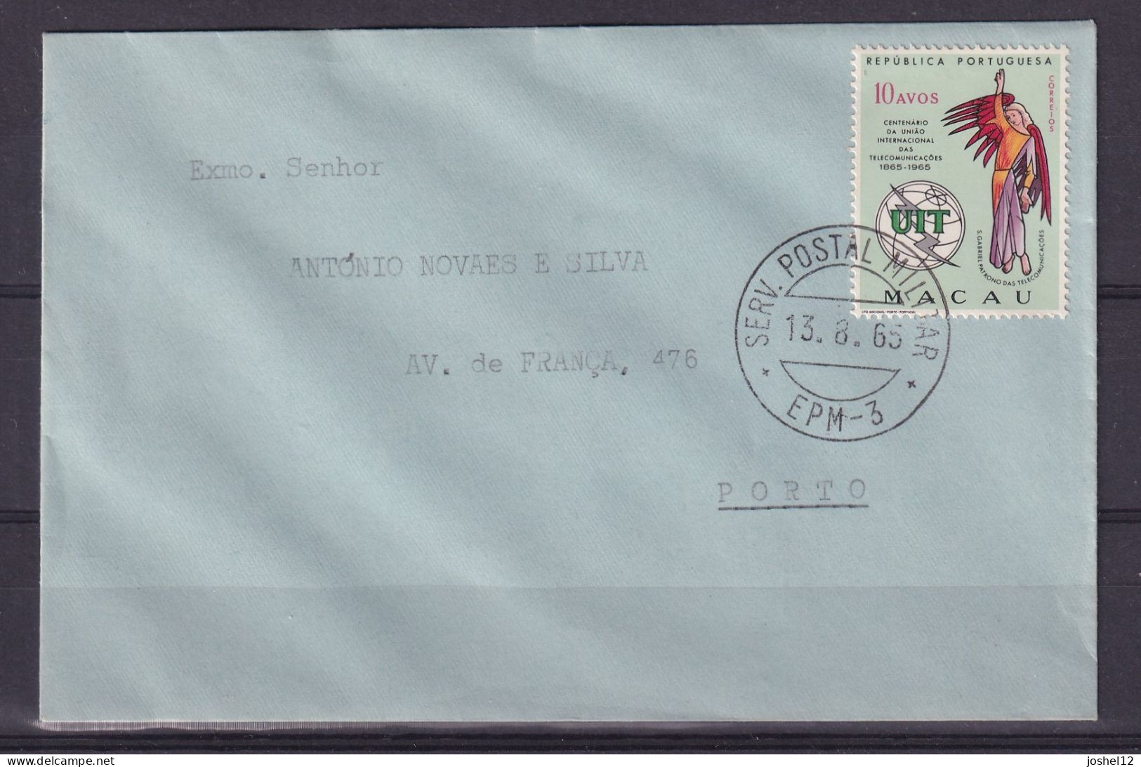 Macau Macao 1965 Military Cover To Portugal W/EPM3 Postmark - Briefe U. Dokumente