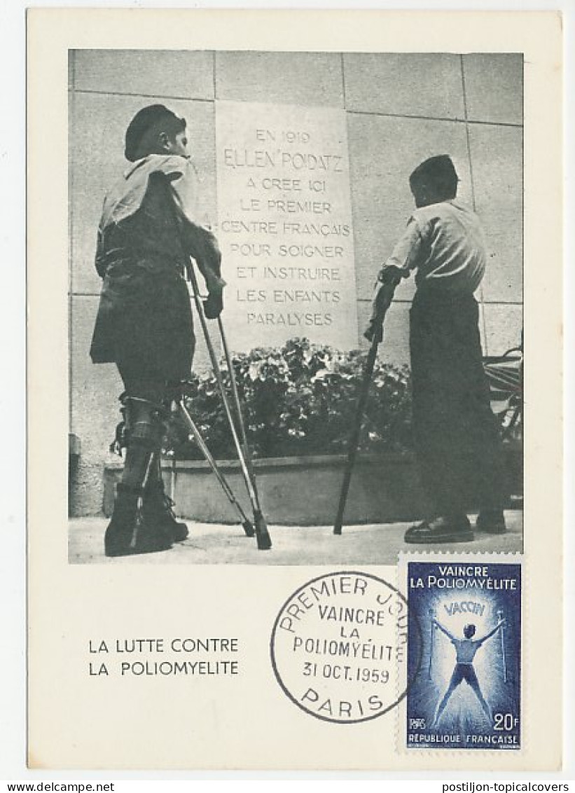 Maximum Card France 1959 Yhe Fight Against Polio - Other & Unclassified