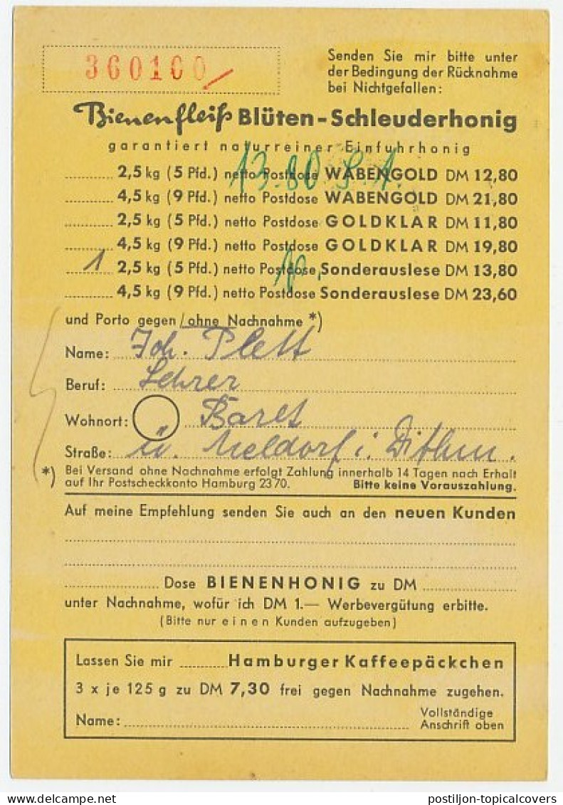 Illustrated Card Germany 1956 Bee - Honey - Postman - Autres & Non Classés