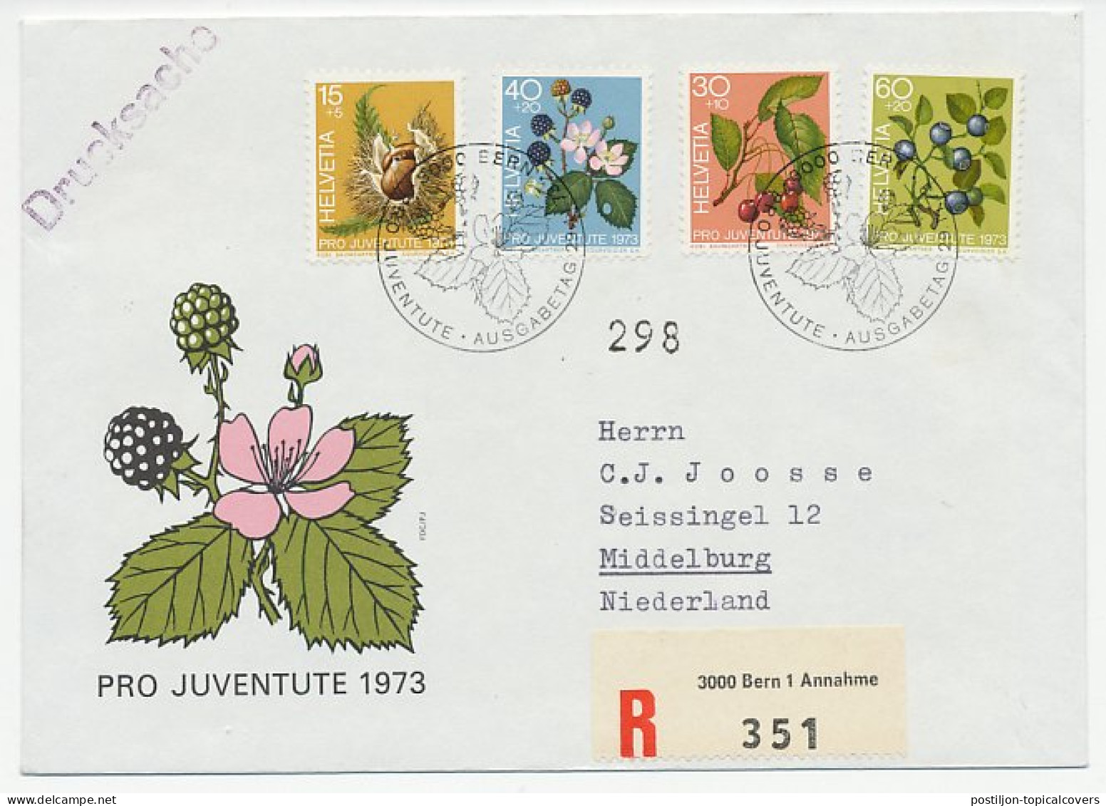 Registered Cover / Postmark Switzerland 1973 Berries - Nuts - Obst & Früchte