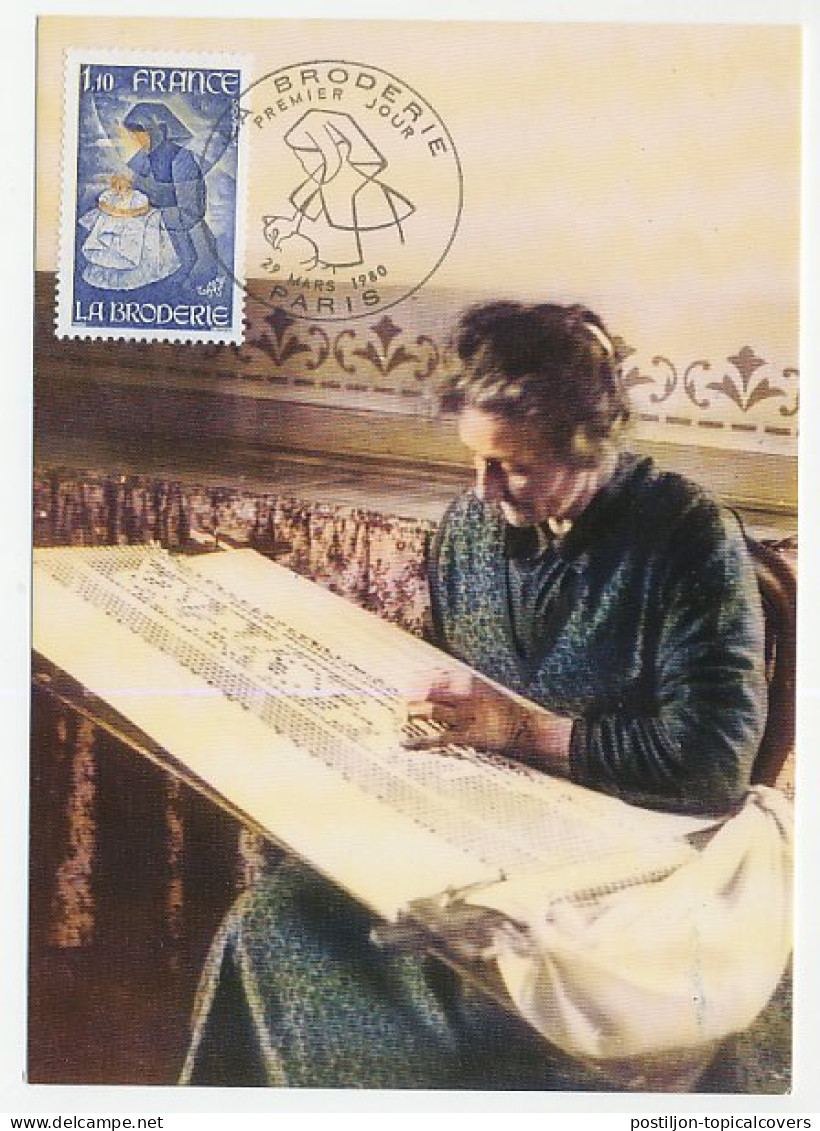 Maximum Card France 1980 Embroidery - Textil