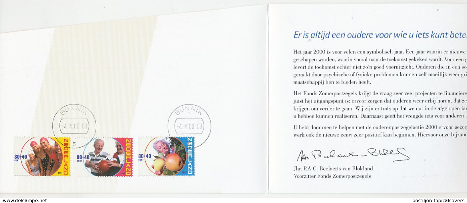 Zomerbedankkaart 2000 - Complete Serie Bijgeplakt - FDC - Non Classés