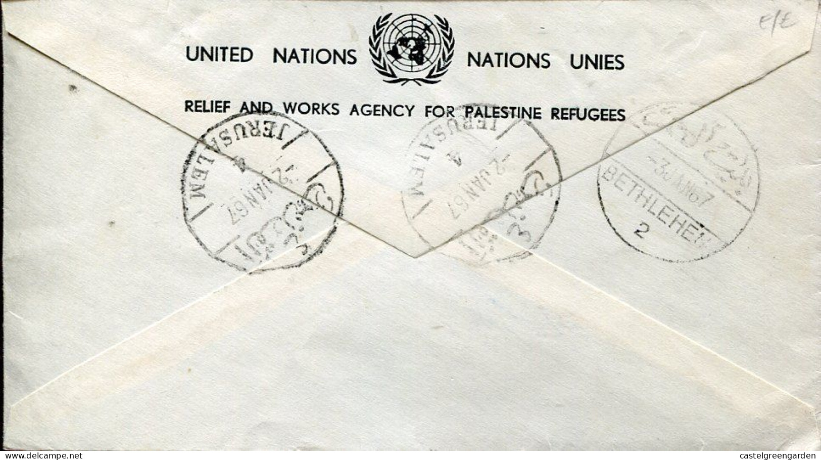 X0373 Palestine/Jordan,cover Circuled Registered 1967 From Jerusalem To Bethlehem,United Nations - Palestine