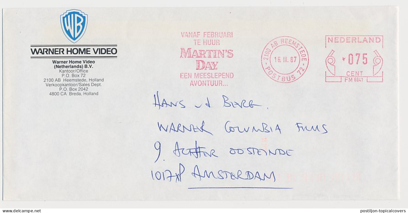 Meter Cover Netherlands 1987 Martin S Day - Movie - Film