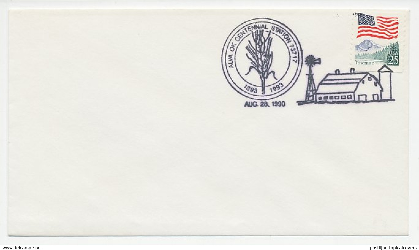 Cover / Postmark USA 1990 Windmill - Moulins