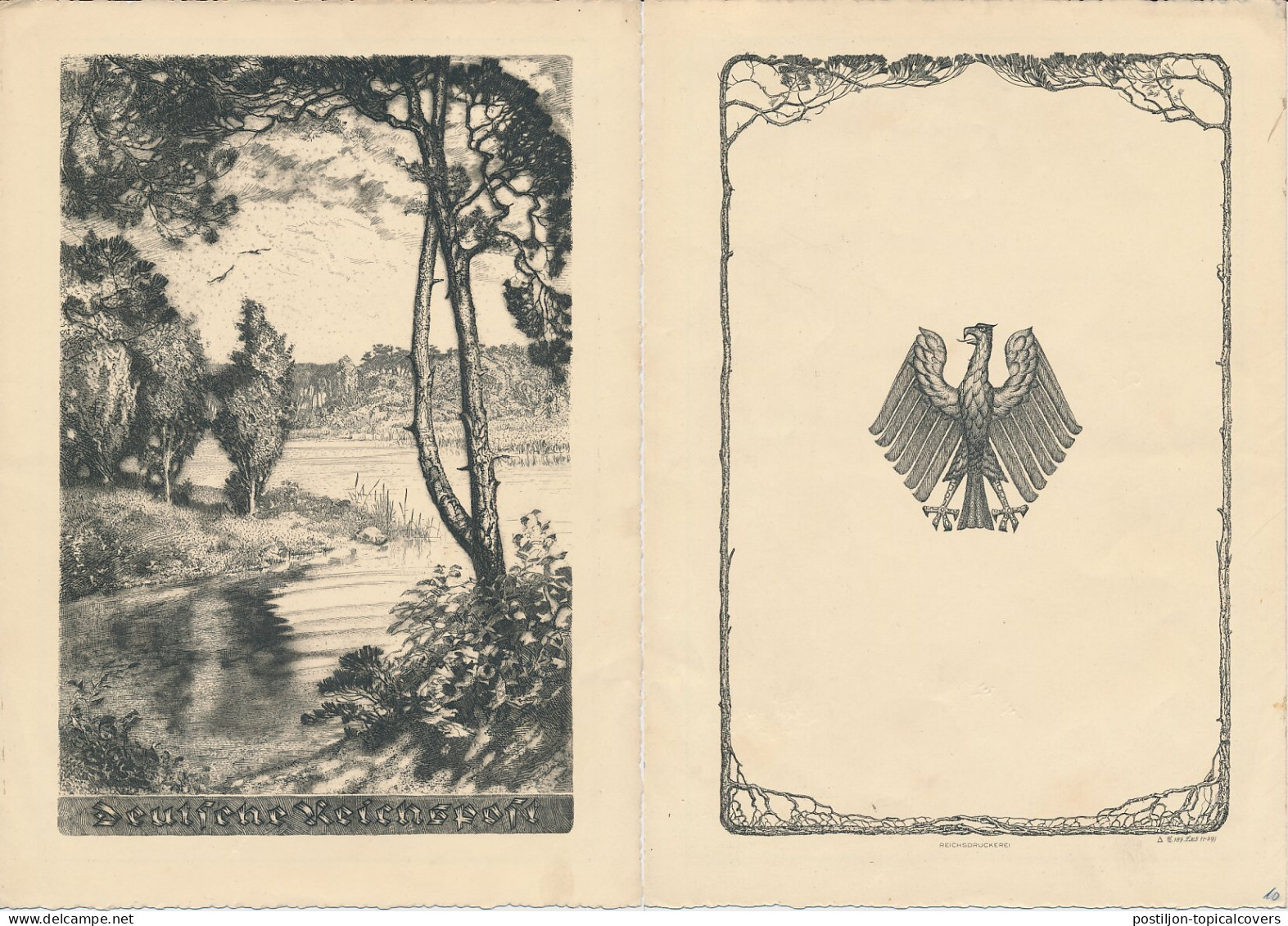 Telegram Germany 1936 - Schmuckblatt Telegramme Heather Landscape - Eagle - Alberi