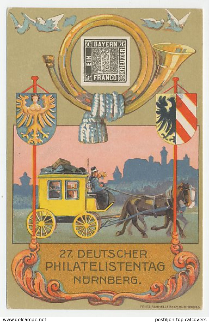 Postal Stationery Germany 1921 Philatelic Day Nurnberg - Bayern - Mail Coach - Andere & Zonder Classificatie