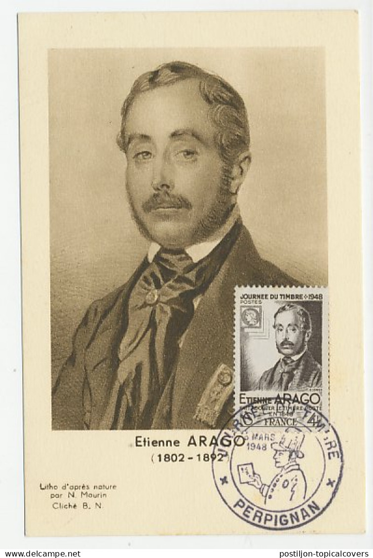 Maximum Card France 1948 Etienne Arago - Director General Postal Services - Writer - Autres & Non Classés