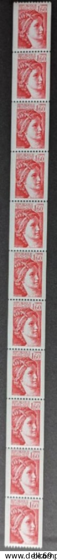 78** Sabine 1.60F N°2158 Roulette De 11 Timbres Avec 2 N° Rouge - Francobolli In Bobina