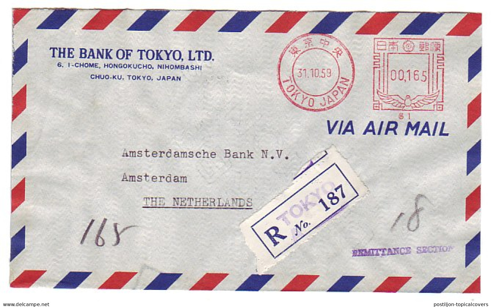 Registered Meter Cover Japan 1959 Hasler - Machine Labels [ATM]