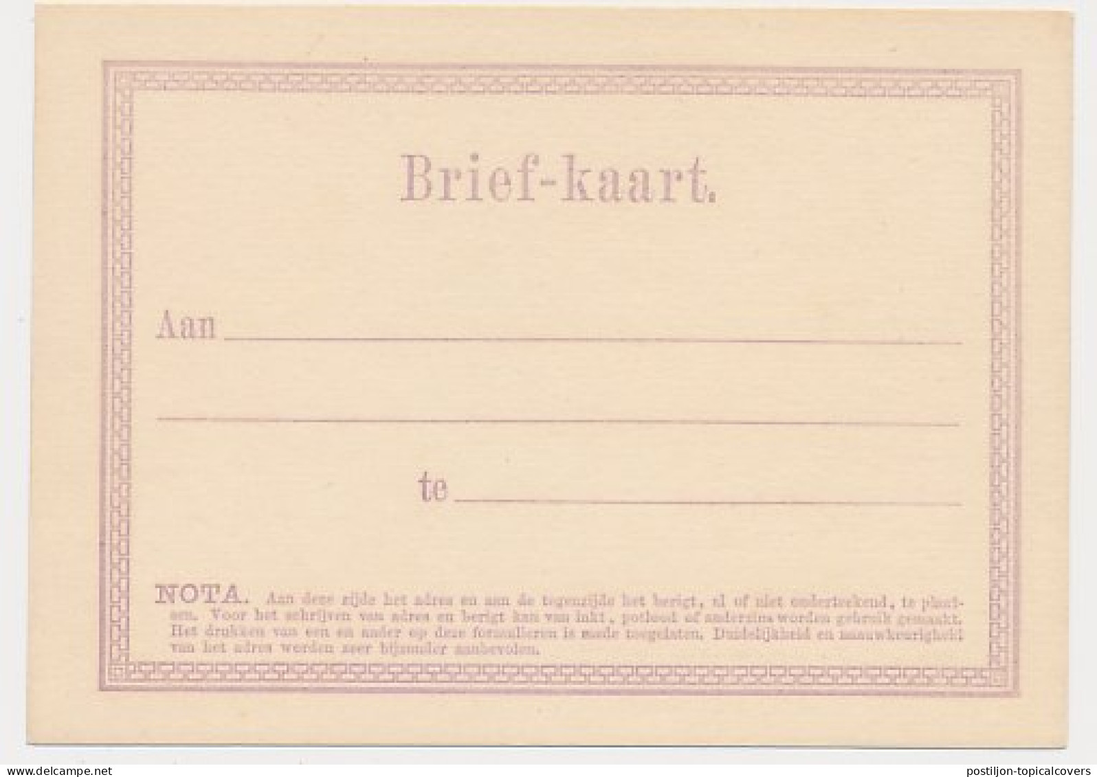 Briefkaart Formulier G. I - Entiers Postaux