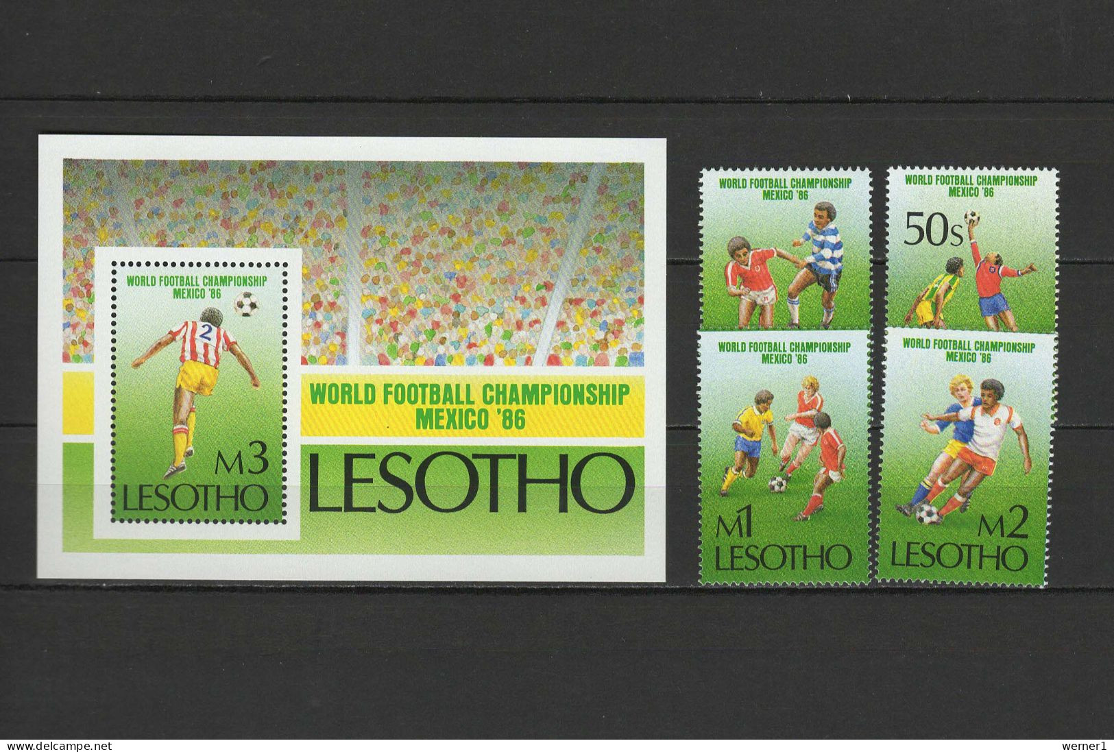 Lesotho 1986 Football Soccer World Cup Set Of 4 + S/s MNH - 1986 – Mexico