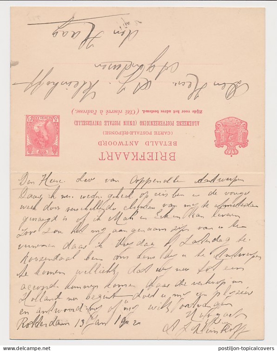Briefkaart G. 54 B Rotterdam - Antwerpen Belgie 1902 - Entiers Postaux
