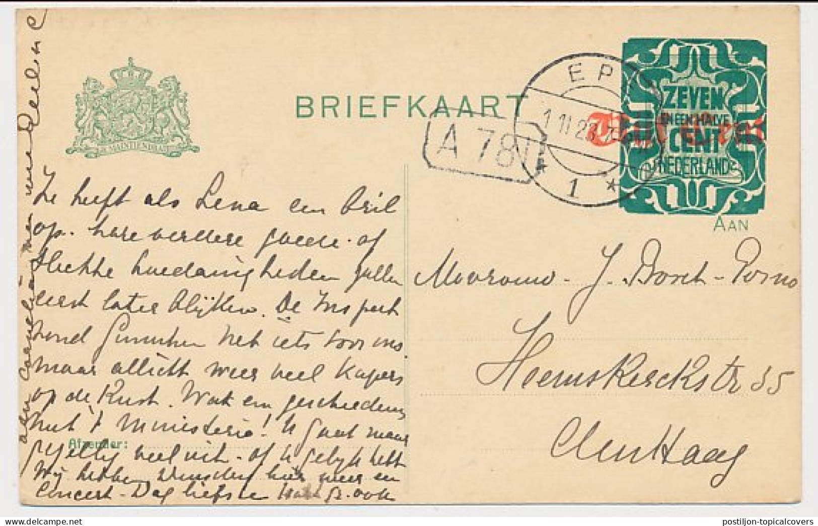 Briefkaart G. 183 I Epe - S Gravenhage 1923 - Entiers Postaux