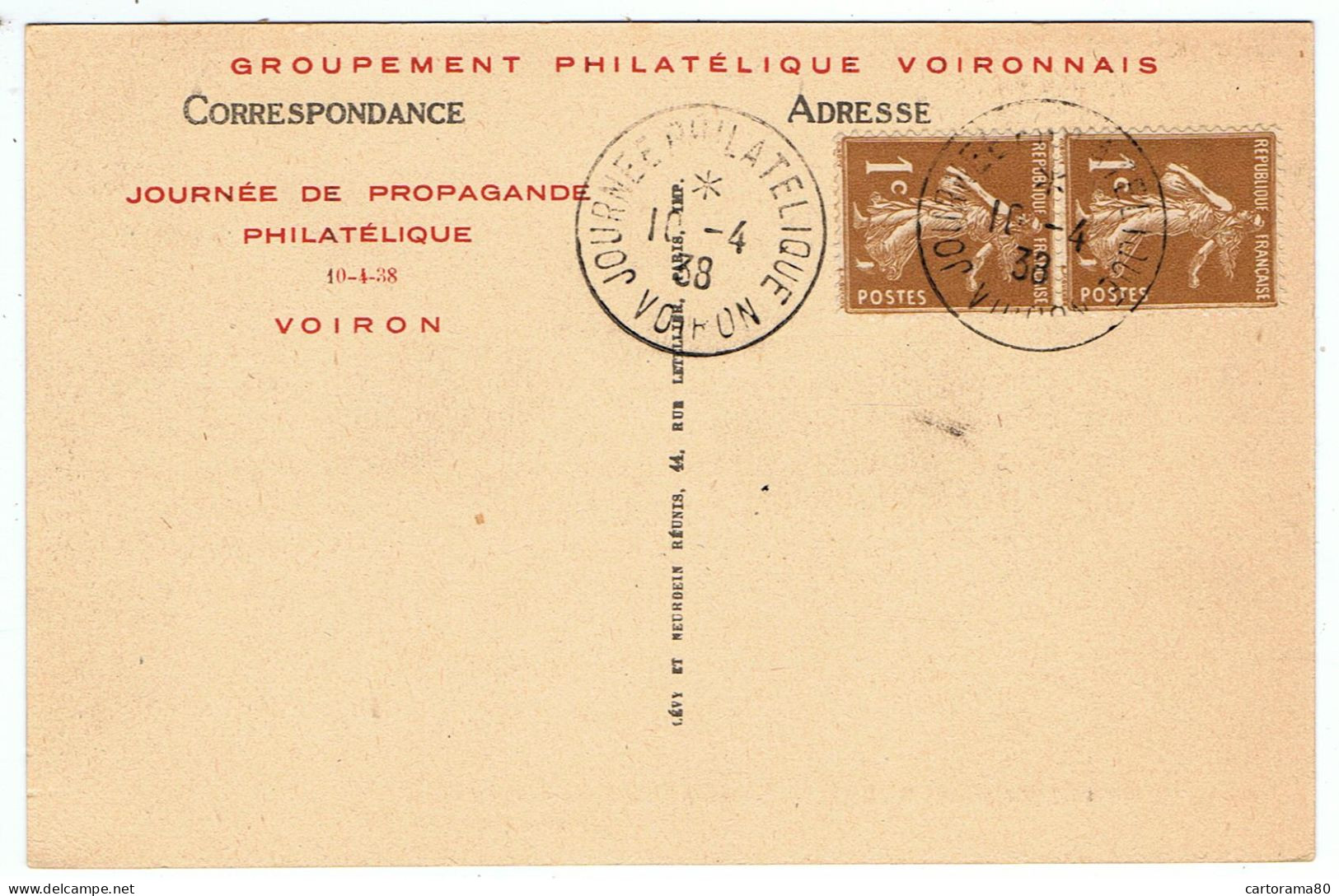 Exposition De Propagande Philatélique / Voiron 1938 - Commemorative Postmarks