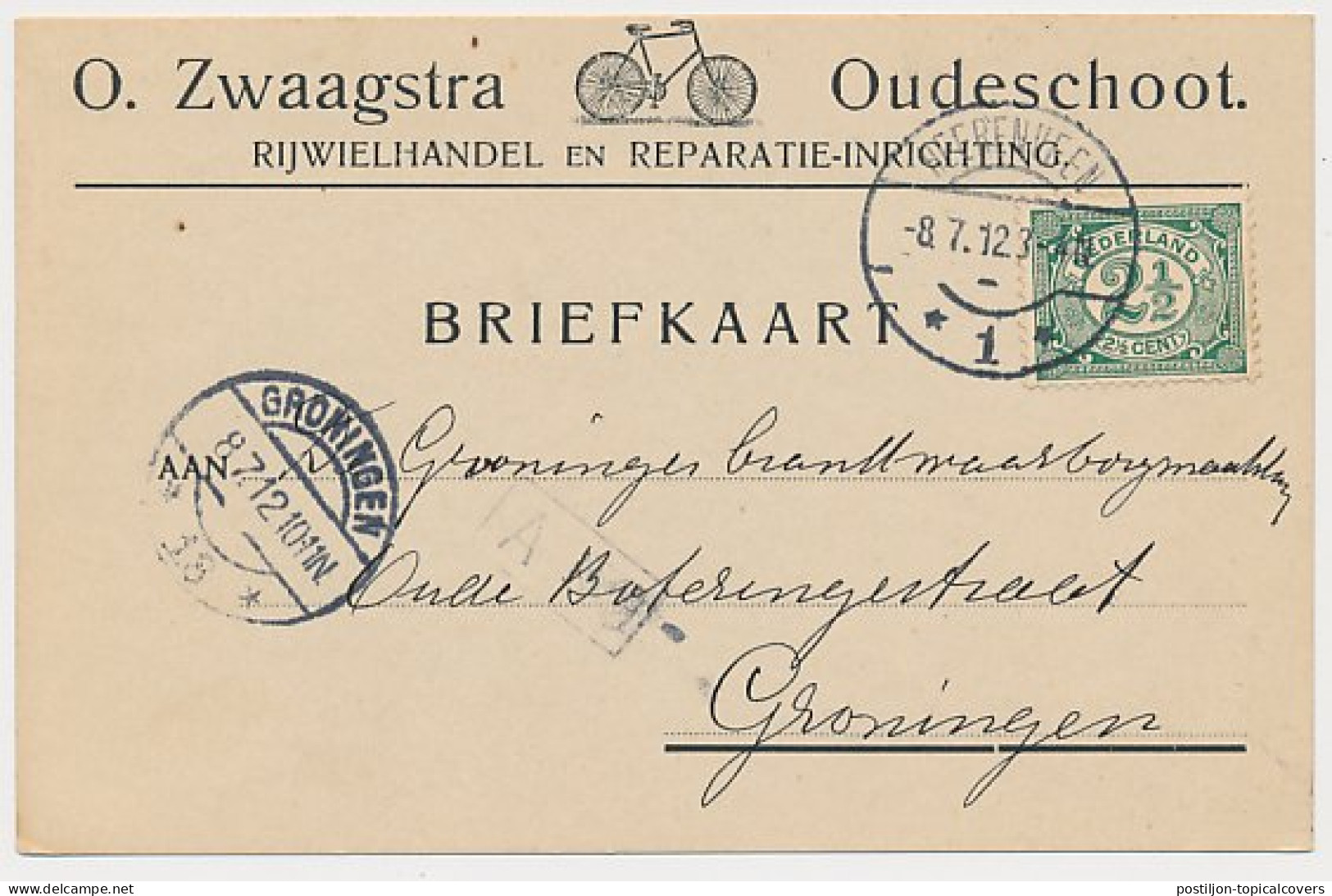 Firma Briefkaart Oudeschoot 1912 - Rijwielhandel - Non Classés