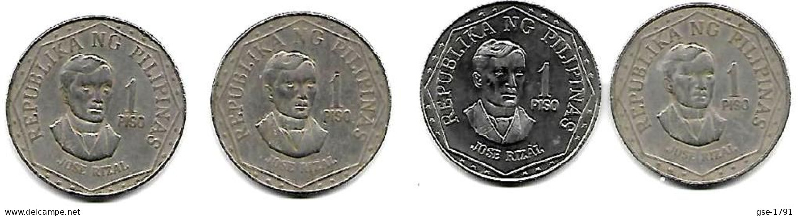 PHILIPPINES  Réforme Coinage, 1 Peso  José RIZAL Hexagonal  KM 209.1  Série Complète De 4 Monnaies - Philippines